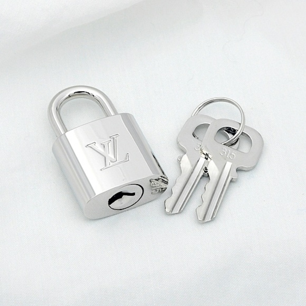 Authentic Louis Vuitton SILVER Lock & Keys Necklace #315 NEW Long & Short Chain - Picture 9 of 11